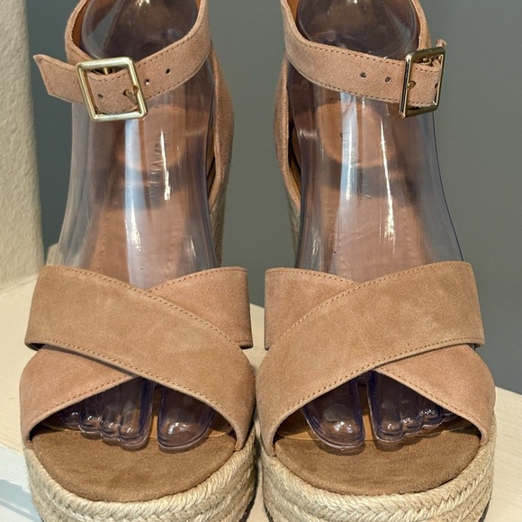 LISA VICKY Nordstrom Gemi Espadrille Wedge Sandal Cognac Suede WMN Size 9.5 NIB - Picture 6 of 9